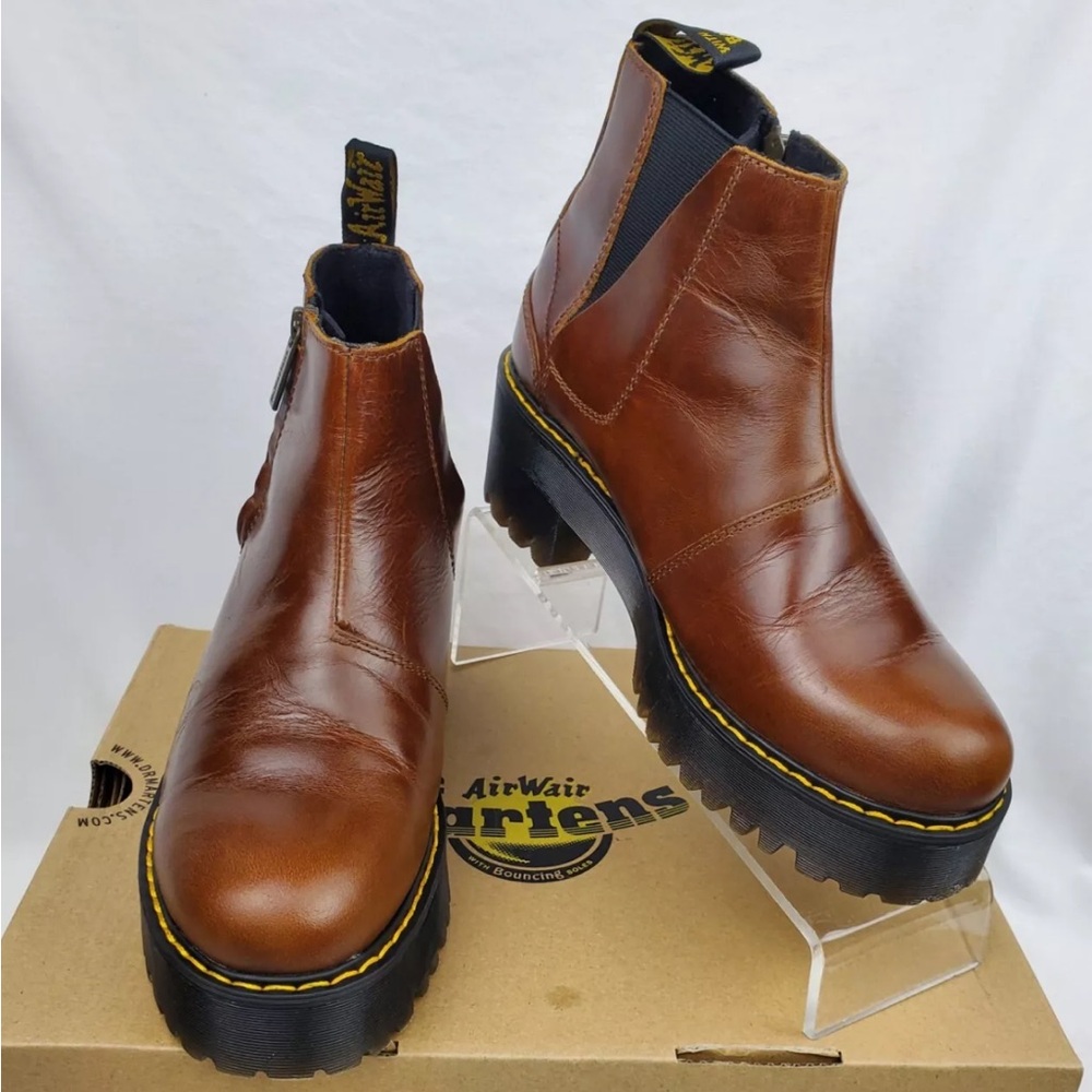 Dr. Martens Rometty Chelsea Brown Leather Zip Ankle Boots Women's Size US L 7